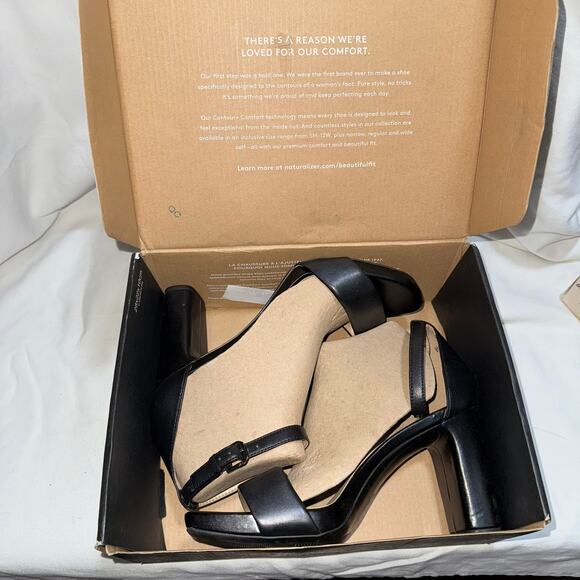 Naturalizer NEW Joy Square Toe Ankle Strap Dress Sandals Sz 8.5W - Picture 3 of 9